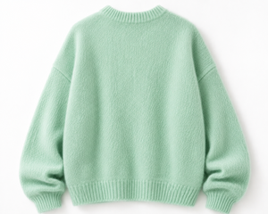 Pull-over vintage en mélange de mohair vert menthe pour homme KP INTERNATIONAL, tricoté, anti-plis, épaules tombantes, rayé, manches longues - Product Image 2