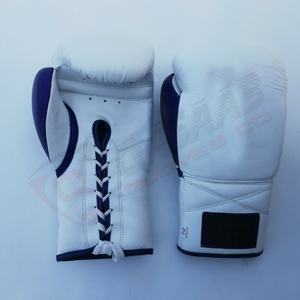 Heavyweight Leather <b>White</b>-Blue Cheap Custom Professional <b>Boxing</b> Laced-Up <b>Gloves</b> Hot Sale Factory Customization-Logo <b>Boxing</b> <b>Glove</b> - Product Image 5