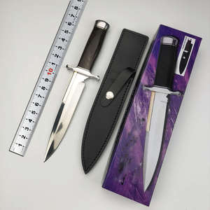 Couteau de chasse et de camping portable de haute qualité avec lame en acier Damas, manche en caoutchouc, personnalisable OEM - Product Image 5