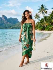 Paréo Sarong Hawaïen Personnalisé en Satin à Pois Tissé, Motif Floral Tropical, Léger, pour la Plage, Fabrication OEM ODM - Product Image 6