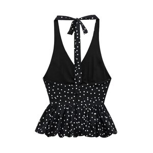 Spandex/Cotton Knitted Casual Short Breathable Canvas Peplum Women's Tank <b>Top</b> with Front Logo Quick Dry & Eco-Friendly - Product Image 3
