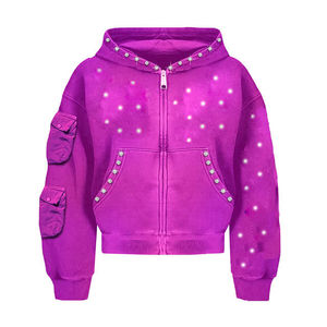 Custom Rhinestone Zip Up Hoodie Womens Cropped Hoodie Streetwear <b>Jacket</b> <b>Sparkle</b> Rhinestone Hoodie <b>Jacket</b> Custom Womens Zip Up H - Product Image 4
