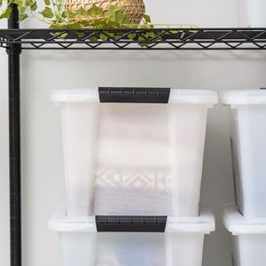 20 Qt. Stackable Storage <b>Container</b> with Lid - Versatile Tote <b>Box</b> for Crafts, Clothes & More - Secure Grip & Safe Stacking Design - Product Image 3