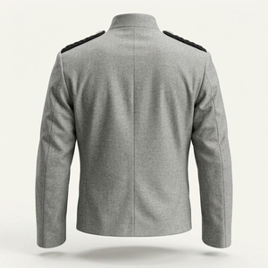 Montrose Grey Doublet Jacket Men Stand Collar Epaulet Silver Button Highland Kilt Formal <b>Dress</b> - Product Image 3