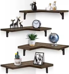 Wooden Floating <b>Shelf</b> <b>Wall</b> Mount Dark Brown Multi Tier Vertical Storage Ledge Display Organizer Rack Unit Home Decoration - Product Image 3