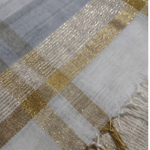 Étole en soie rayée Banarasi (Dupatta) pour femmes, châle-limousine léger et luxueux, respirant, idéal pour l'automne et le printemps - Product Image 6
