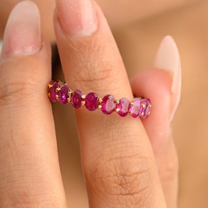14K Solid Gold Genuine <b>Ruby</b> 4.67 Ct Full <b>Eternity</b> Wedding Band <b>Ring</b> - Product Image 3