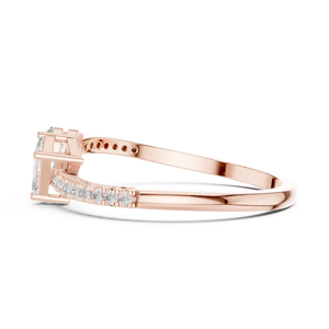 Rose Gold Emerald Cut Diamond Engagement Ring with Pave Side <b>Stones</b> Classic Women's Jewelry Ring - Product Image 4