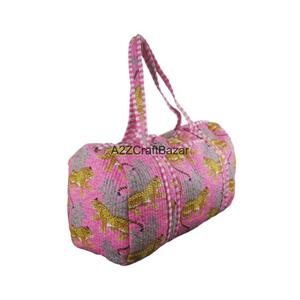 Bolsa de Lona Acolchada Hecha a Mano en India, 100% Algodón Puro, Estilo Boho, para Yoga y Gimnasia, con Estampado a Bloque, Bolsa de Lona Grande - Product Image 3