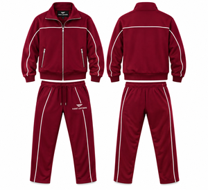 <b>White</b> Black Solid Men's Windbreaker Tracksuit Set/Cotton Eco-Friendly Winter <b>2</b>-<b>Piece</b> Set Quick-Dry Breathable Red - Product Image 2