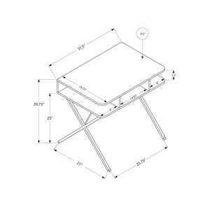 Contemporary Modern 31\"L Home Office <b>Computer</b> <b>Desk</b> with <b>White</b> Laminate Grey Metal Featuring Storage Shelves for Laptop Work - Product Image 4
