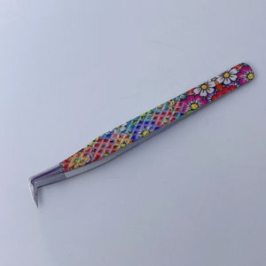 Pinzas para pestañas Black Silver Grip con punta de fibra, embalaje en caja rosa, etiqueta privada, para volumen, en venta. - Product Image 2