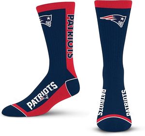 Calcetines Deportivos de los New England Patriots, Color Azul Marino y Rojo, de Poliéster Resistente, Talla Grande - Product Image 1