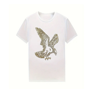 Casual Custom Rhinestone T-<b>Shirt</b> Quick <b>Cool</b> Eco-Friendly Breathable Regular Fit 100% Cotton Top with Short Sleeves <b>for</b> Summer - Product Image 1