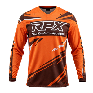 เสื้อเจอร์ซีย์มอเตอร์ครอสแขนยาวสำหรับผู้ชาย RPX สีส้มดำ พิมพ์ลายแบบ Sublimation แห้งเร็ว เสื้อแข่งสำหรับผู้ใหญ่ ทุกฤดูกาล - Product Image 4