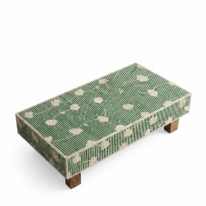 Mesa de Centro Rectangular de Lujo Hecha a Mano con Incrustaciones de Hueso con Estampado de Cebra, Mesa de Centro Monocromática con Patas de Latón para Decoración de Sala de Estar - Product Image 4