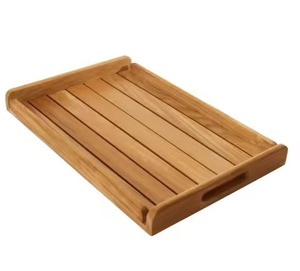 Premium Rectangular Wooden Serving Tray With <b>Black</b> Handles Minimalist Design Durable For Tabletop Use Wooden Tray - Product Image 5