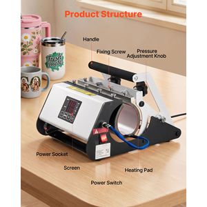 Presse à chaud semi-automatique pour gobelets 30 Oz et 40 Oz avec chauffage rapide et uniforme, gants et réglage facile de la température et du temps - Product Image 3