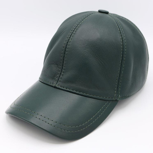 Casquette de baseball en cuir vert foncé de qualité supérieure, logo brodé en 3D, respirante, imperméable, unisexe, boucle métallique, coupe élégante, design personnalisé - Product Image 2