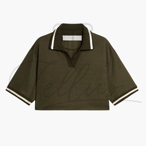 Camiseta Polo Corta para Mujer, Cuello en V, Manga Corta, Estilo Casual, Personalizable con Logotipo, Nueva y Elegante - Product Image 4