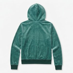 Sudadera con capucha de terciopelo para mujer al por mayor, con cremallera, color liso, manga larga, para otoño, longitud regular, sin forro, tela de poliéster - Product Image 2