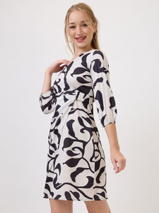 Vestido Midi con Cuello en V para Mujer, Estilo Formal Elegante, Estampado Floral de Lujo, Manga Corta, Corte Ajustado, Casual - Product Image 2