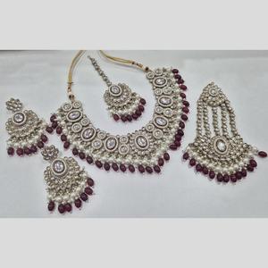 Designer Gold Plated Kundan Stone and Pearls Necklace Set Premium Fine Jewelry Ethnic and Festive Fashion <b>Accessory</b> - Product Image 1