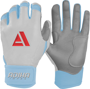 Guantes de Bateo de Cuero Premium Blancos y Azul Cielo con Acolchado de Cuero y Cierre de Velcro Unisex para Adultos Adiha impex - Product Image 4