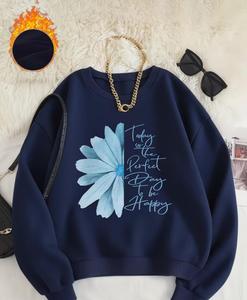 Women's Premium Polyester/Cotton <b>Blend</b> Fleece Sweatshirt-Comfortable & Stylish Waterproof & Windproof for Winter Season - Product Image 3