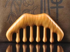 Eco Friendly Polished Wooden Massage Hair <b>Comb</b> Natural Wood <b>Wide</b> Tooth Scalp Massager Detangler for Curly Thick Hair - Product Image 4