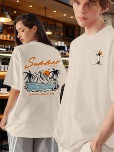 T-shirt graphique oversize pour homme, imprimé graffiti Y2K, manches courtes, décontracté, style streetwear, 100% coton peigné - Product Image 3