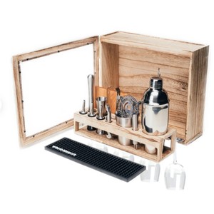 Ensemble d'outils de bar en or de luxe 5 pièces avec support, kit de barman en acier inoxydable, ensemble de shaker à cocktails professionnel pour les outils de bar à domicile - Product Image 2