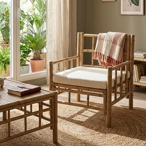Silla de Bambú Hecha a Mano, Ecológica, con Cojín para Jardín, Patio o Cafetería - Product Image 5