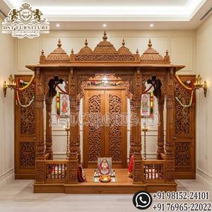 Mandir de luxe en teck de style sud-indien pour la maison, idéal pour les temples bouddhistes aux États-Unis, pour la décoration intérieure, unité de pooja indienne antique faite à la main. - Product Image 2