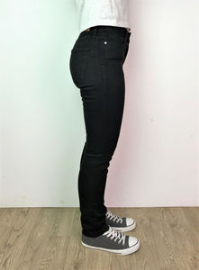 Pantalon en jean stretch décontracté taille haute pour femme, coupe droite, couleur unie, idéal pour l'été – Service OEM disponible - Product Image 2