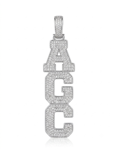 SHRAMAN DIAMOND Pendentif Lettre Verticale Personnalisé Hip Hop en Argent 925 Plaqué Or avec Moissanite et Pierres Serties, Breloque de Fête - Product Image 1