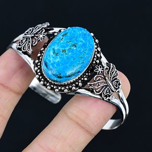Natural Turquoise Gemstone Bangle Jewelry <b>Bracelet</b> Elegant Stylish Gift For Women Handmade 925 Sterling Silver Jewelry - Product Image 2