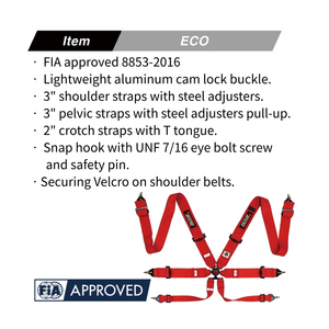Professional Racing Harness TBRACING ECO FIA 8853 2016 6 Points Snap Hook Eye Bolt Brand Agency OEM ODM Service - Product Image 5