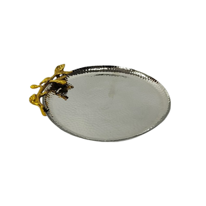 Plateau de service ovale décoratif en métal texturé gaufré attrayant, plat de présentation pour aliments, idéal pour les mariages et les tables de desserts - Product Image 2