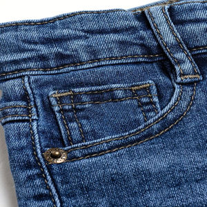 Shorts Bermuda en jean délavé taille mi-haute pour homme, style décontracté en toile de coton bleue avec braguette boutonnée, prix abordable - Product Image 4