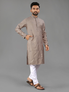 Kurta de Boda Reversible de Algodón Beige para Hombre, Bordado, Corte Regular, Largo hasta la Rodilla, Ropa Tradicional India y Pakistaní, Estilo Casual - Product Image 1