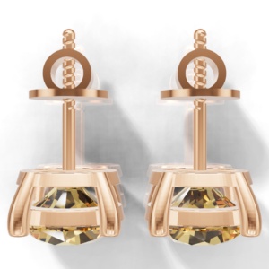 Heerani Jewels Natural Round <b>Citrine</b> 925 Sterling Silver Classic Stud Vermeil Rose Gold Unisex <b>Earrings</b> - Product Image 2
