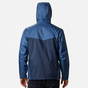 Wholesale <b>Men's</b> Waterproof Windbreaker <b>Jacket</b> Lightweight Hooded Outdoor Sport Coat Color Block Casual <b>Rain</b> <b>Jacket</b> for Hiking - Product Image 4