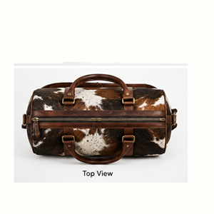 Sac de voyage et de week-end en cuir de vachette véritable Hairon, fait main, grande capacité, avec fermeture éclair, portable, collection 2026, directement de l'usine - Product Image 3