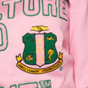 AKA Sorority Inc By Culture and By Merit Sweat-shirt rose en chenille pour femme, haut à col rond brodé de lettres grecques, de qualité supérieure - Product Image 2