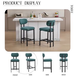 Set di 2 Sgabelli da Bar Moderni Imbottiti in Tessuto, Altezza 26 Pollici, Sedie per Isola Cucina con Gambe in Metallo Nero - Product Image 5