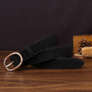 Cinturón de diseño de alta calidad, tendencia de moda vintage, cinturón informal de cuero vacuno y gamuza con hebilla de aleación cosida a mano para mujer - Product Image 2