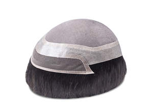 Perruque pour homme 34b Hawaii en cheveux Remy indiens naturels ondulés, base en peau, 100% cheveux humains, toupet, système de remplacement à 120% de densité - Product Image 2