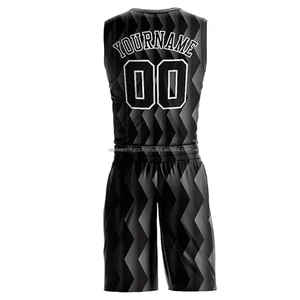 Proveedor Mayorista de Ropa Deportiva de Nuevo Diseño, Conjunto de Camiseta y Pantalones Cortos de Baloncesto, Patrón Personalizado, 100% Poliéster, Secado Rápido - Product Image 3