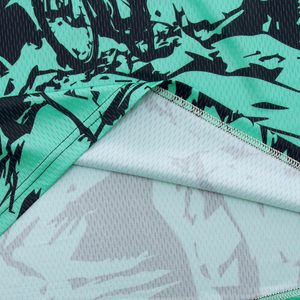 Maillot de vélo de montagne unisexe grande taille à manches longues, respirant, séchage rapide, polyester, imprimé bleu sarcelle et noir, pour le cyclisme en extérieur - Product Image 4